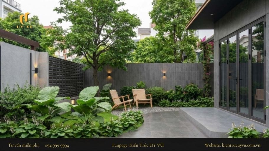 Cổng nhà sẽ kết nối với các không gian trống để tạo nên một mặt tiền hài hòa