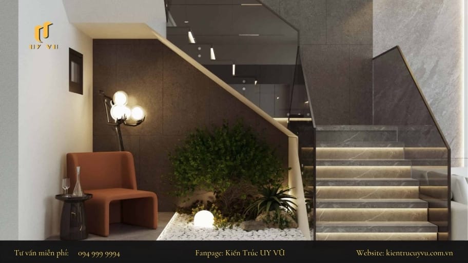 Thiết kế cầu thang cho nhà nhỏ giúp mở rộng không gian sống Tối ưu không gian trống dưới chân cầu thang thành các khu vực nghỉ ngơi