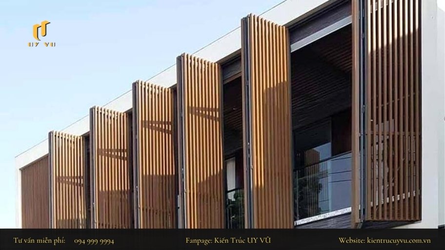 Thiết kế nhà hướng Tây: Bí quyết giảm nóng mà vẫn đẹp hiện đại Sử dụng hệ thống cửa lam che nắng