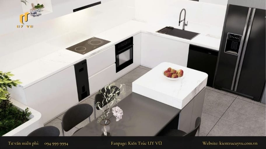 Tối giản không gian bếp nhưng đầy đủ với công năng sử dụng