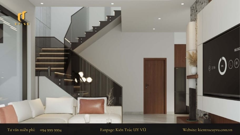 Thiết kế cầu thang cho nhà nhỏ giúp mở rộng không gian sống Sử dụng chất liệu kính cường lực để tạo không gian thông thoáng hơn