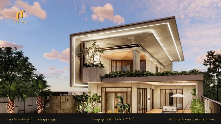 Phong cách thiết kế nhà 1 trệt 1 lầu hiện đại với các đường nét nổi bật