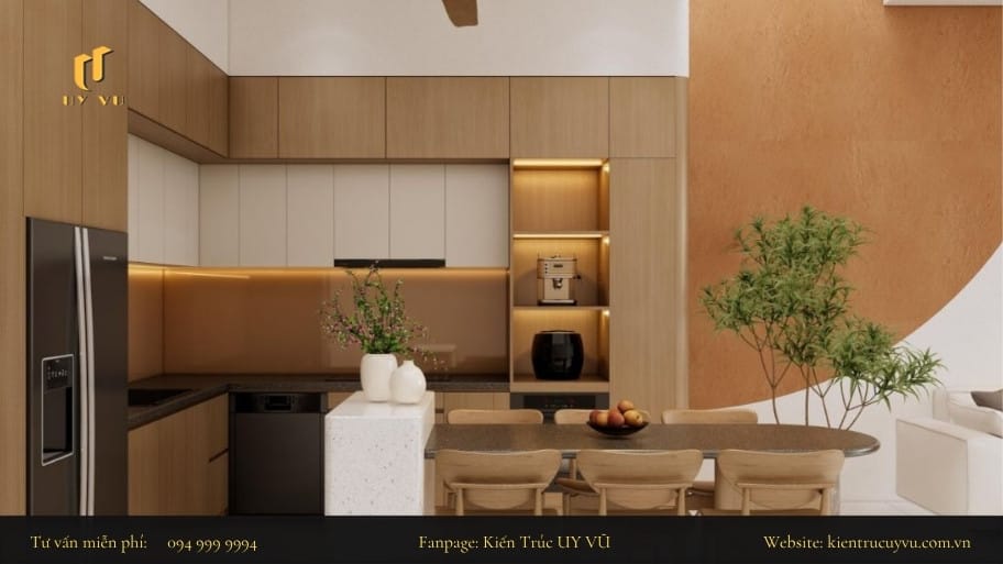 Phong cách thiết kế phòng bếp dạng mở được ưa chuộng bởi mang lại sự thẩm mỹ và thông thoáng cho ngôi nhà