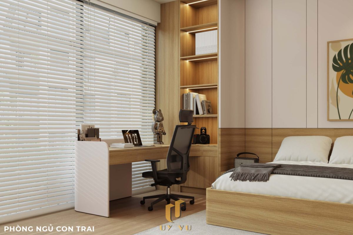 Vẻ đẹp đến từ những chi tiết nhỏ - Nhà anh Thắng Phòng ngủ con trai hiện đại nhà anh Thắng