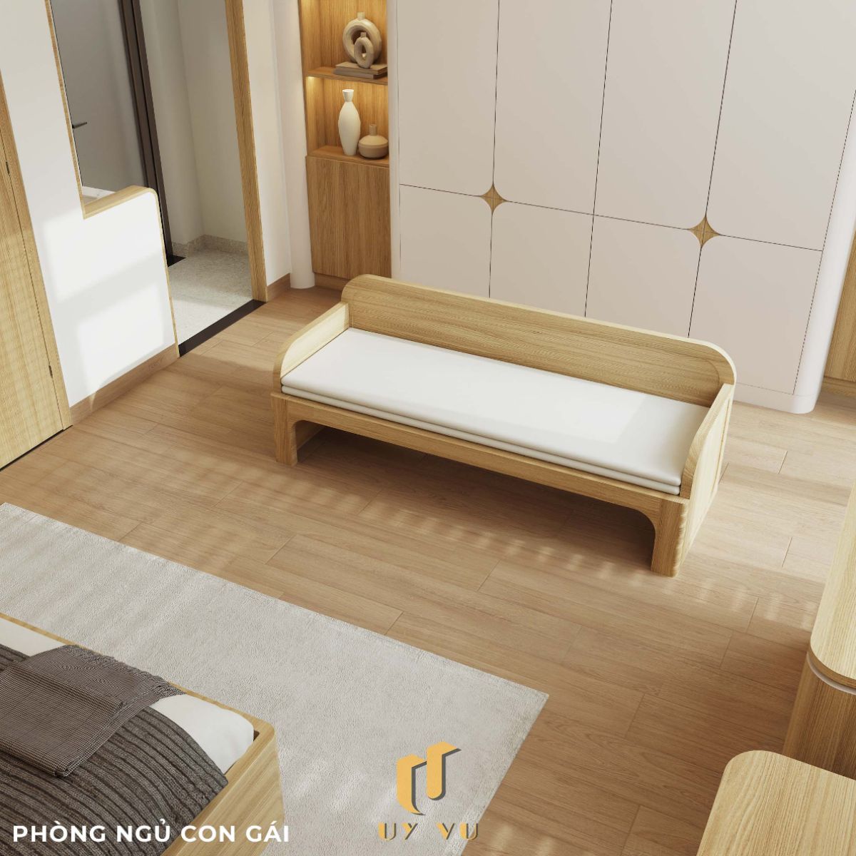 Vẻ đẹp đến từ những chi tiết nhỏ - Nhà anh Thắng Phòng ngủ con gái với nội thất tinh gọn nhà anh Thắng