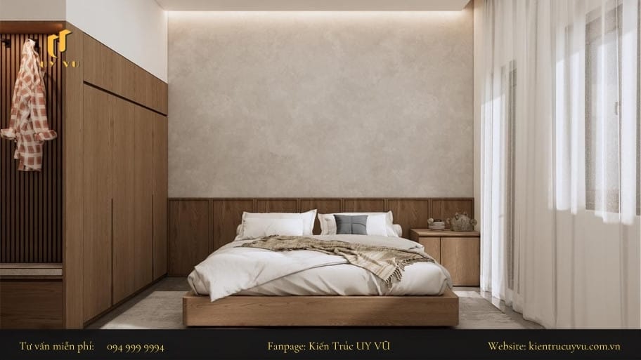 Sử dụng hệ cửa kính lớn để lấy ánh sáng tự nhiên vào khu vực phòng ngủ
