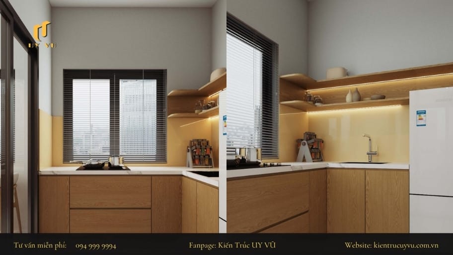 Mẫu bố trí nhà bếp nhỏ được bố trí thuận tiện