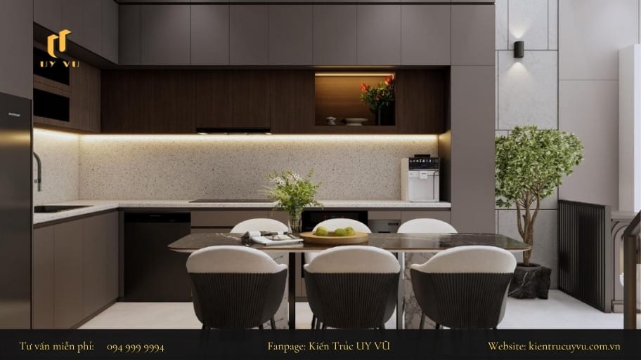 Không gian bếp nhỏ gọn gàng và thuận tiện khi sử dụng dành cho gia chủ