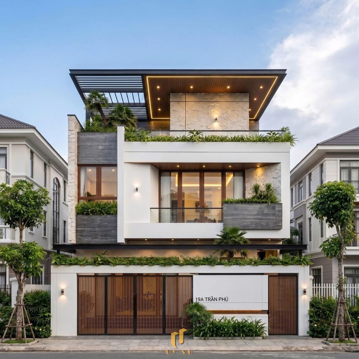 Kiến trúc hiện đại, đường nét hài hòa - Biệt thự chị Châu Mặt tiền biệt thự chị Châu