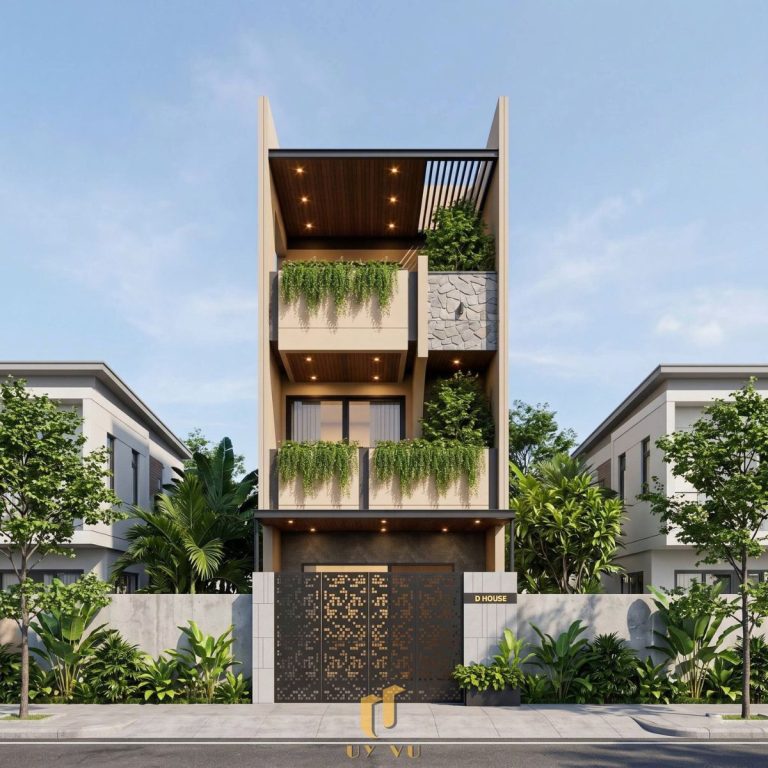 THIẾT KẾ THI CÔNG BIỆT THỰ Mặt tiền nhà chị Nhật Hạ