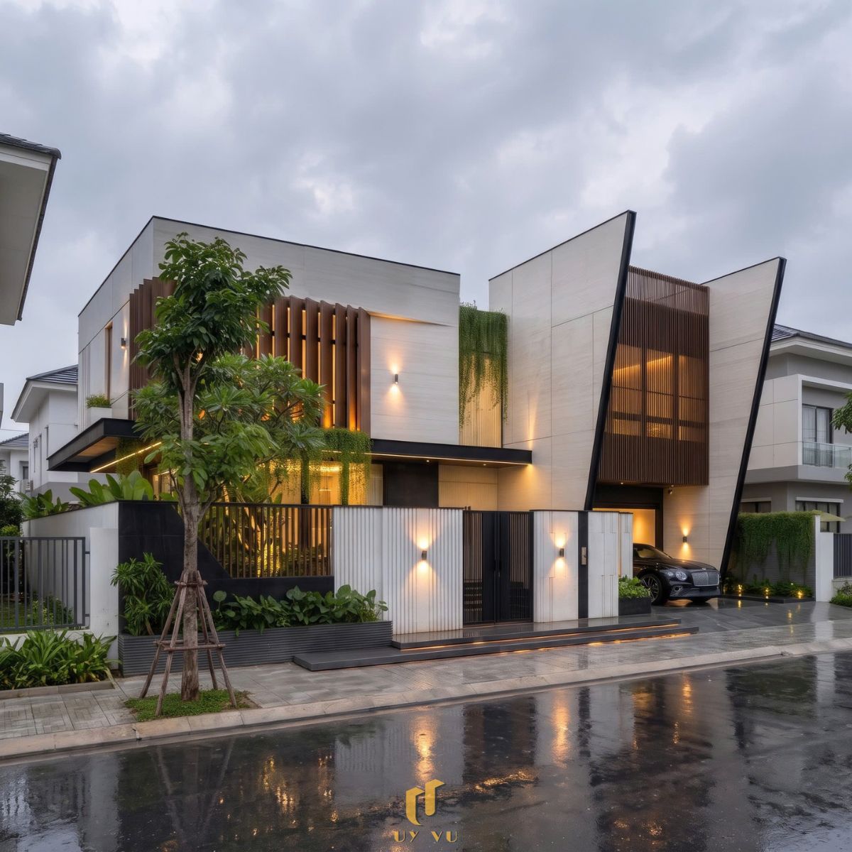 Kiến trúc sang trọng, đường nét tinh tế - Biệt thự chị Hà Thư Thiết kế mặt tiền biệt thự chị Hà Thư