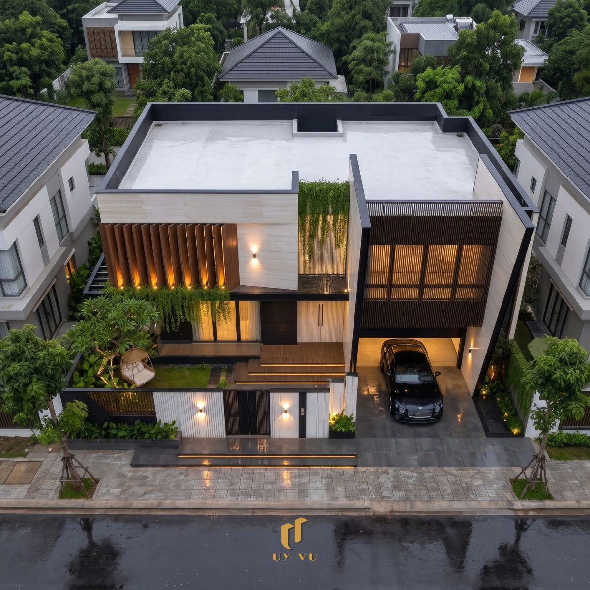 Kiến trúc sang trọng, đường nét tinh tế - Biệt thự chị Hà Thư Thiết kế phối cảnh biệt thự chị Hà Thư